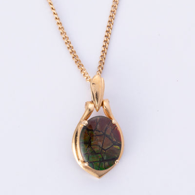 14k Yellow Gold Ammolite Triplet Necklace | 16