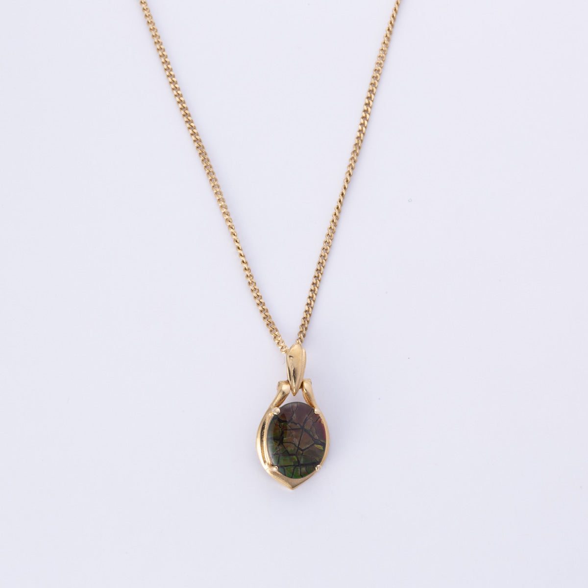 14k Yellow Gold Ammolite Triplet Necklace | 16"