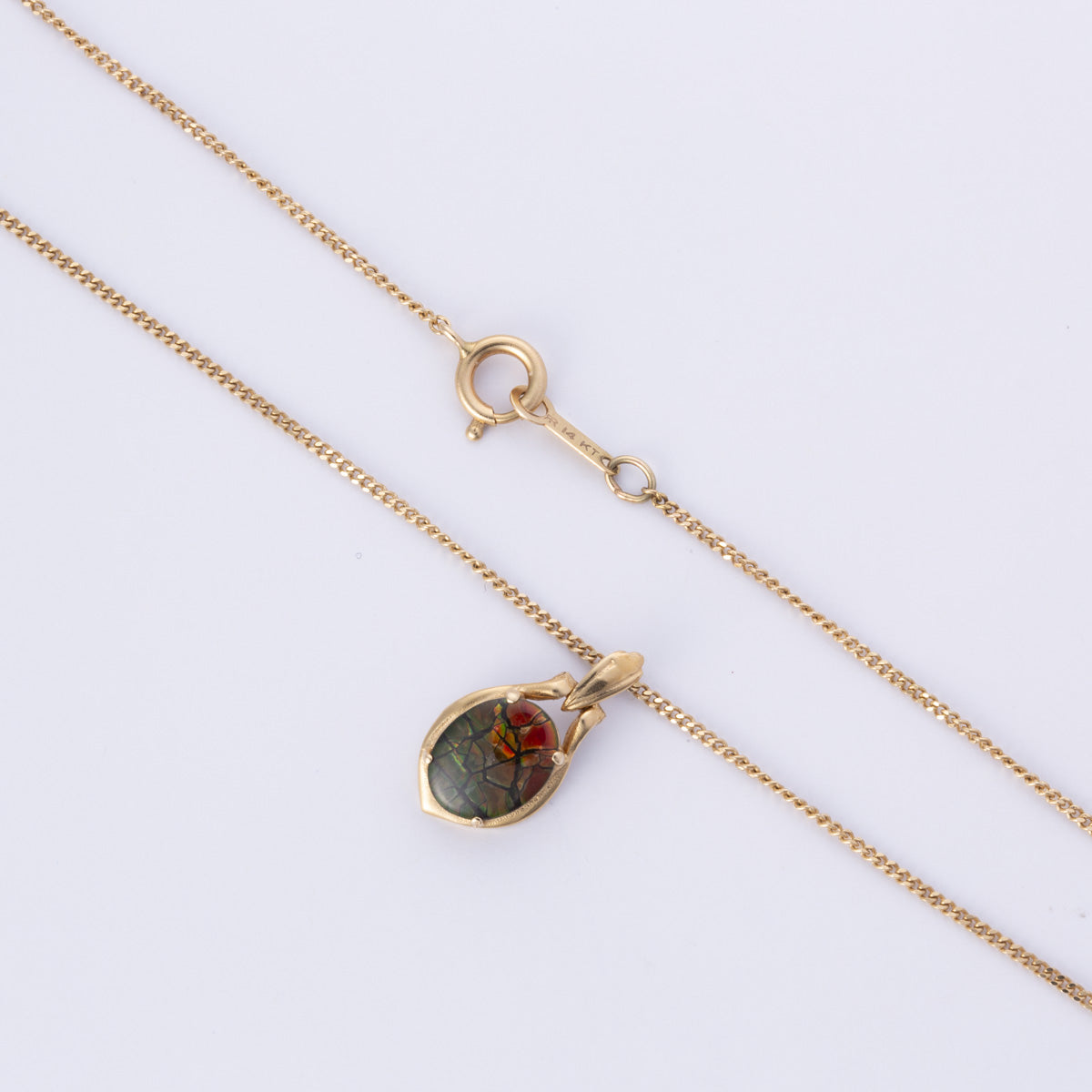 14k Yellow Gold Ammolite Triplet Necklace | 16"