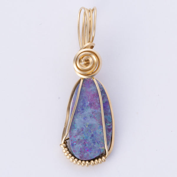 14k Yellow Gold Free Form Opal Doublet Pendant | 1.70ct