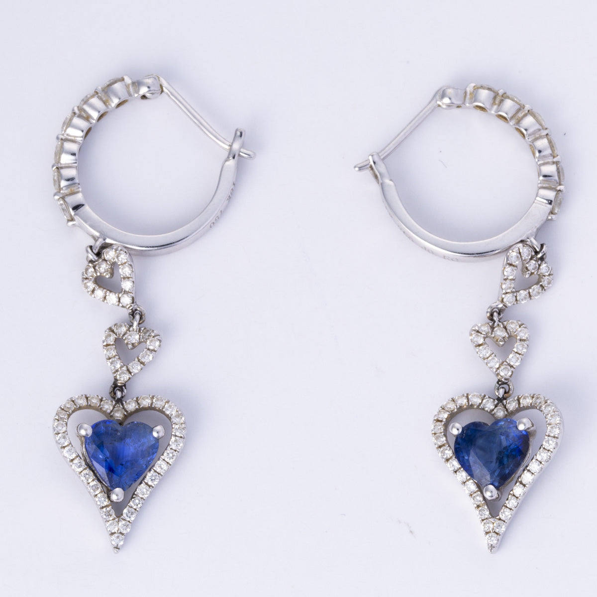 18k White Gold Sapphire and Diamond Earring | 2.22ctw, 1.02ctw |