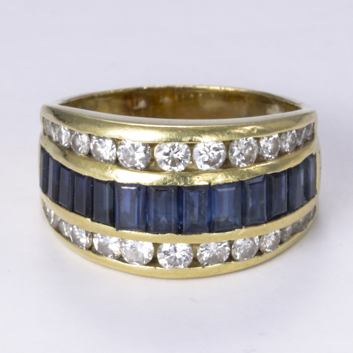 18k Yellow Gold Blue Sapphire and Diamond Ring | 2.04ctw, 1.17ctw | SZ 8.25
