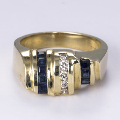 14k Sapphire and Diamond Cocktail Ring | 0.88ctw, 0.23ctw | SZ 9.25