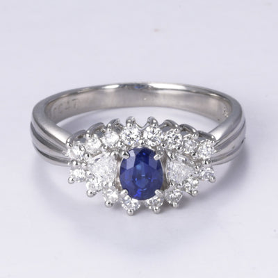 Platinum Sapphire and Diamond Cocktail Ring | 0.46ct, 0.47ctw | SZ 7