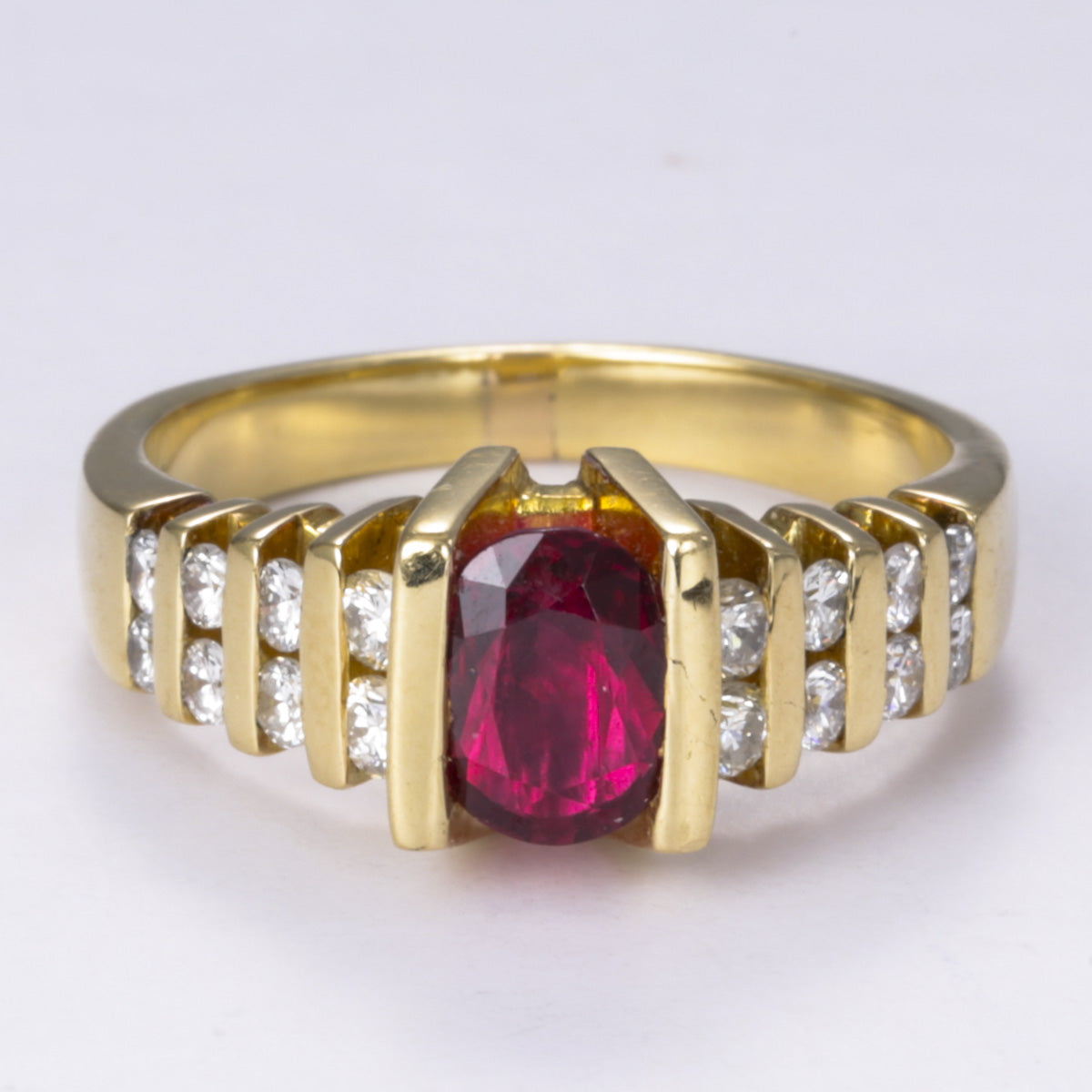 18k Yellow Gold Ruby and Diamond Ring | 0.80ct, 0.48ctw | Sz 6.75