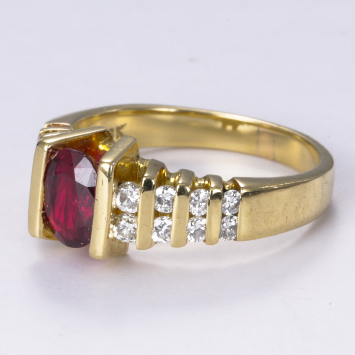 18k Yellow Gold Ruby and Diamond Ring | 0.80ct, 0.48ctw | Sz 6.75