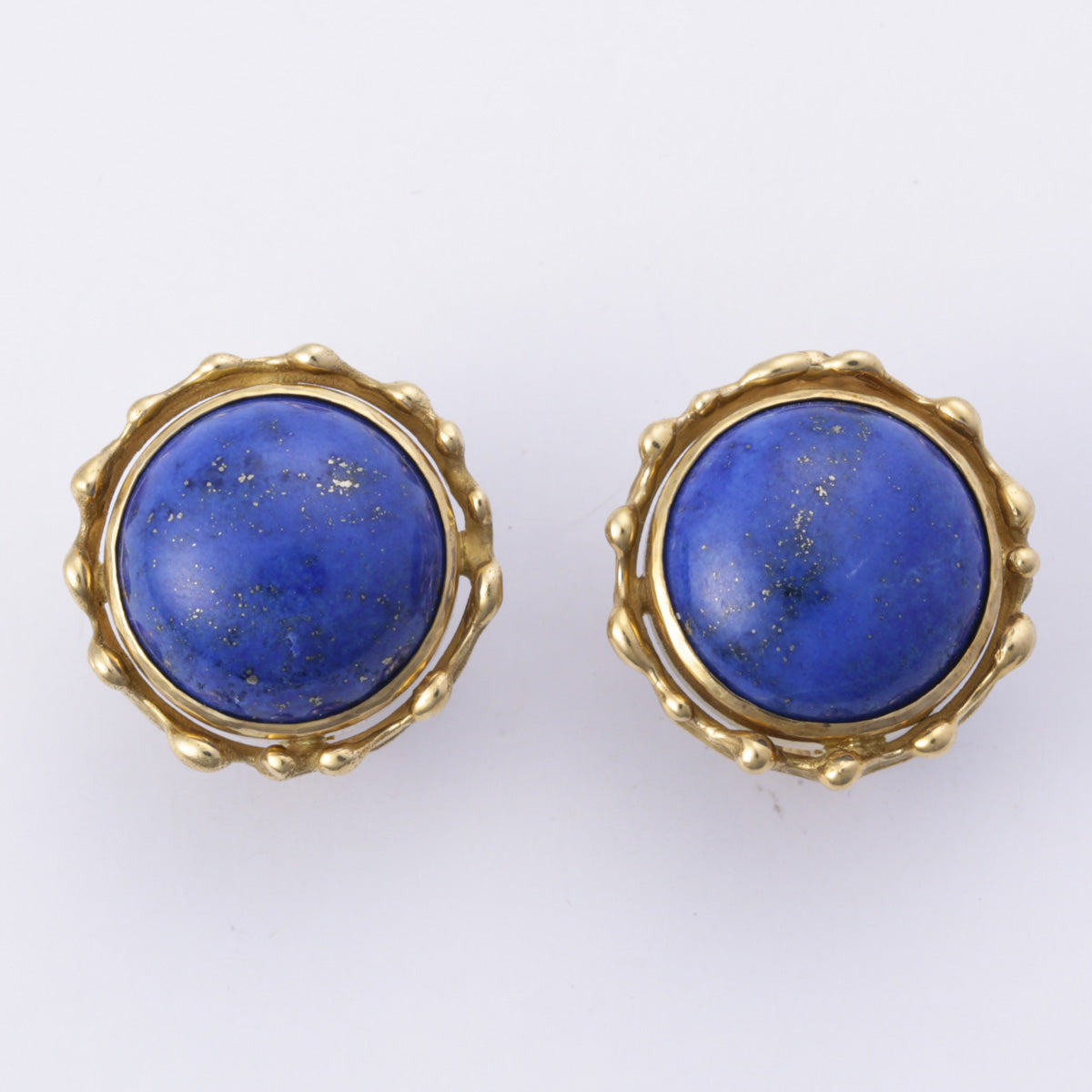 18k Yellow Gold Blue Lapis Lazulis Earring | 15.00-15.30mmx6.20mm |