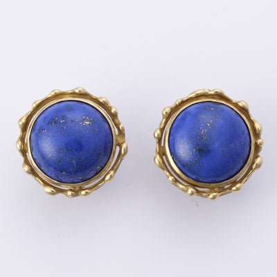 18k Yellow Gold Blue Lapis Lazulis Earring | 15.00-15.30mmx6.20mm |