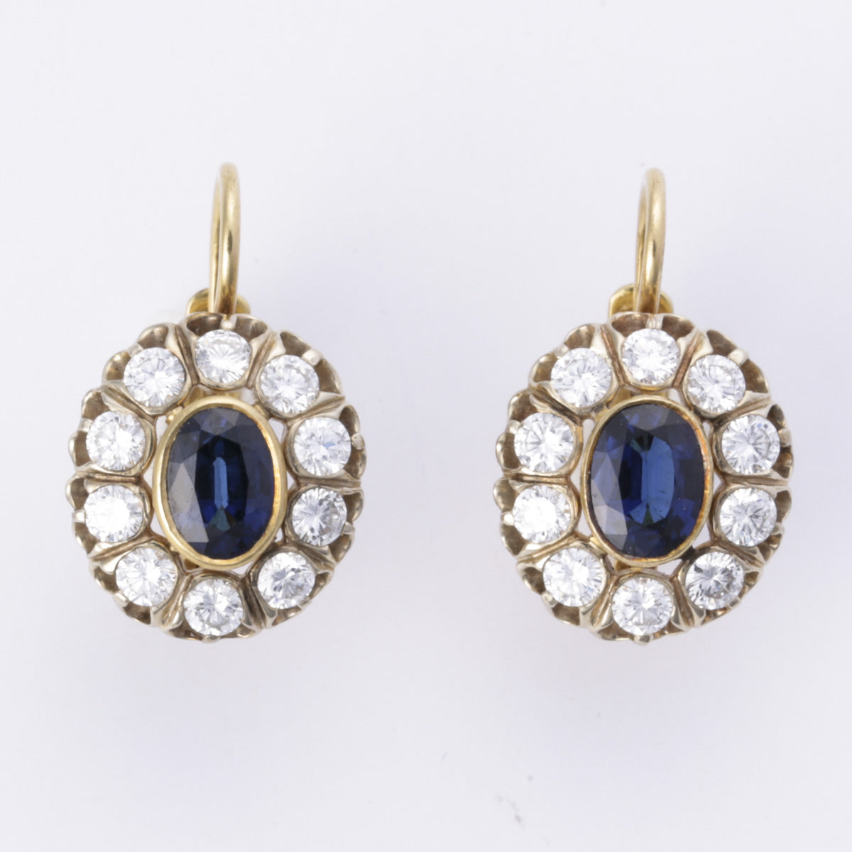 14k Yellow and White Gold Sapphire and Diamond Earring | 2.13ctw, 1.31ctw |