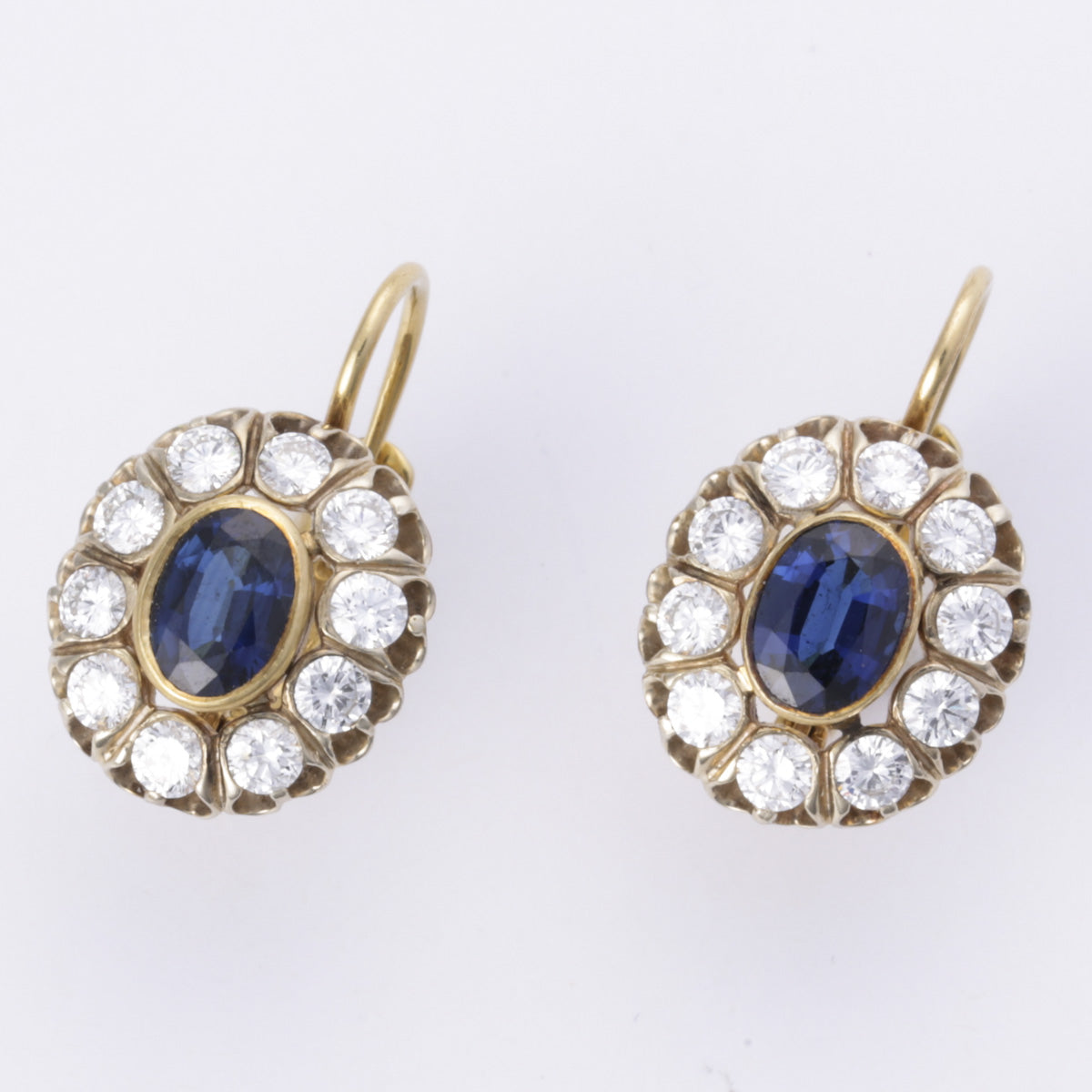 14k Yellow and White Gold Sapphire and Diamond Earring | 2.13ctw, 1.31ctw |