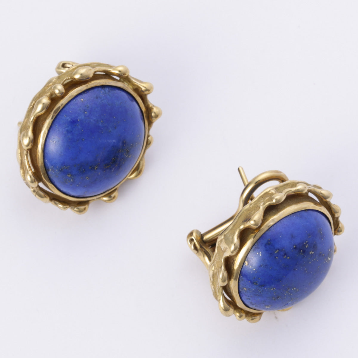 18k Yellow Gold Blue Lapis Lazulis Earring | 15.00-15.30mmx6.20mm |