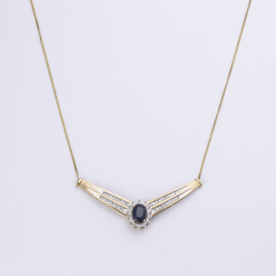 14k Yellow Gold Sapphire and Diamond Necklace | 0.93ct, 0.25ctw | 18