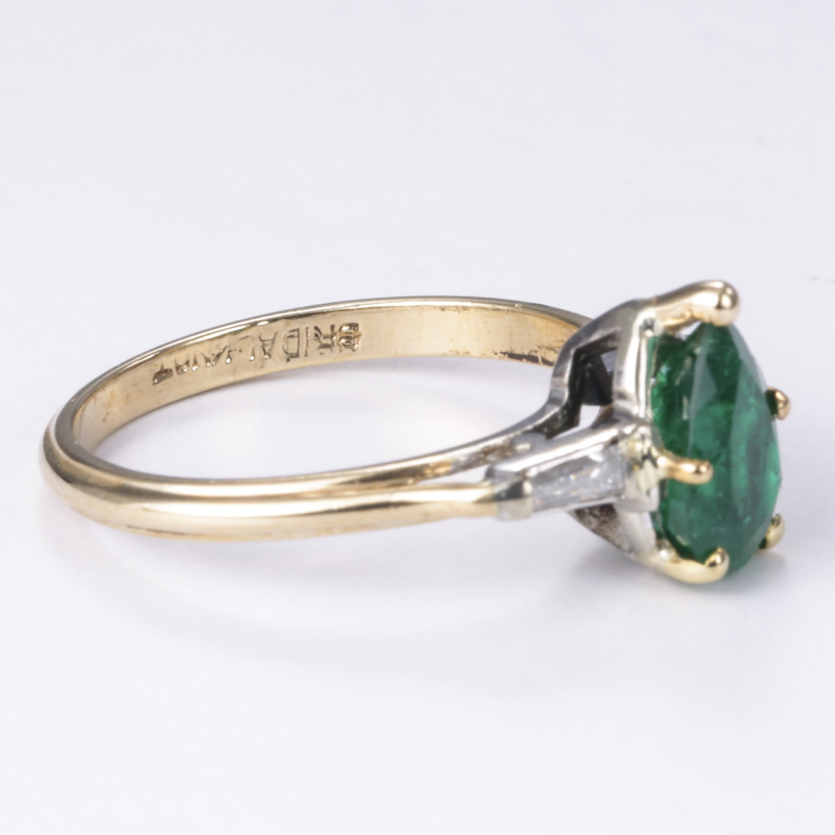 14k Yellow and White Gold Emerald and Diamond Ring| 1.05ct, 0.10ctw | SZ 5.75