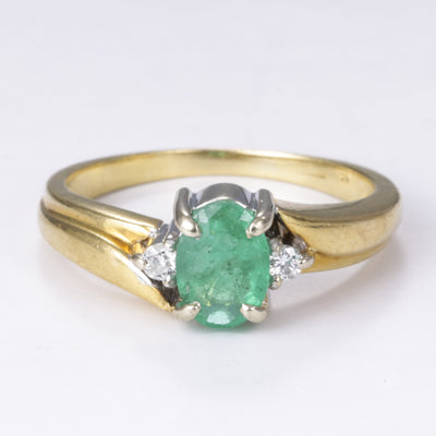 18k Emerald and Diamond Ring| 0.58ct, 0.06ctw | SZ 6.25