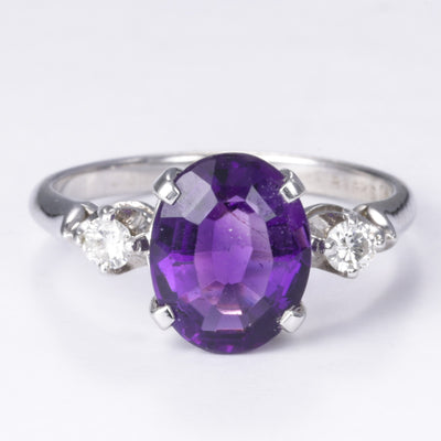 14k Amethyst and Diamond Ring | 1.90ct, 0.12ctw | Size 6.25