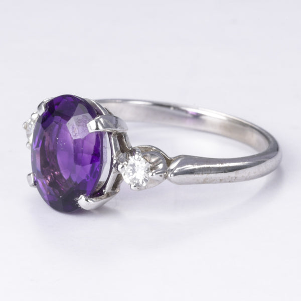 14k Amethyst and Diamond Ring | 1.90ct, 0.12ctw | Size 6.25