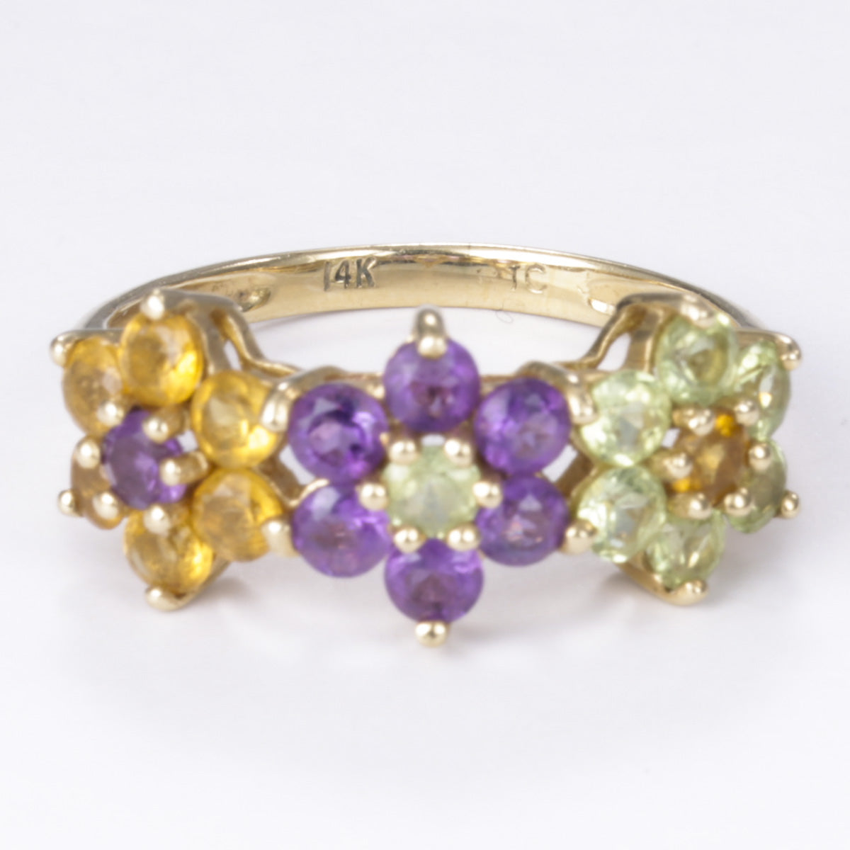 14k Floral Motif Ring| 0.33ctw, 0.33ctw, 0.42ctw | Size 4.75