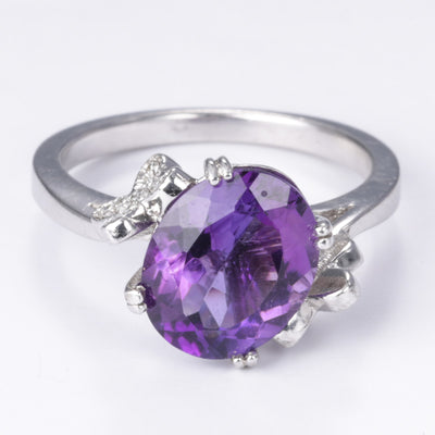 14k Amethyst and Diamond Ring | 2.65ct, 0.09ctw | Size 6.75