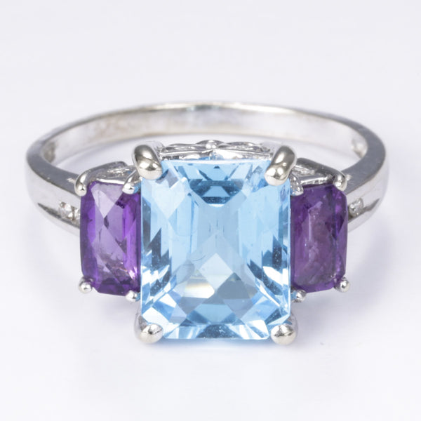 14k Topaz Amethyst and Diamond Ring | 4.06ct, 0.70ctw, 0.04ctw | SZ 6.5