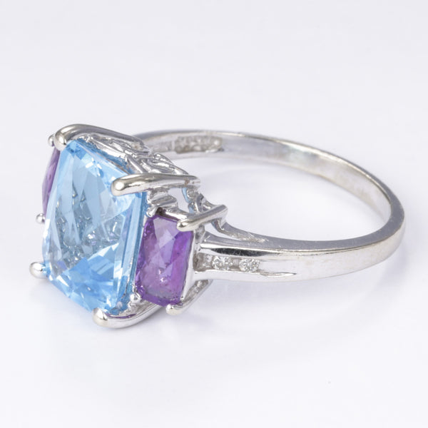 14k Topaz Amethyst and Diamond Ring | 4.06ct, 0.70ctw, 0.04ctw | SZ 6.5