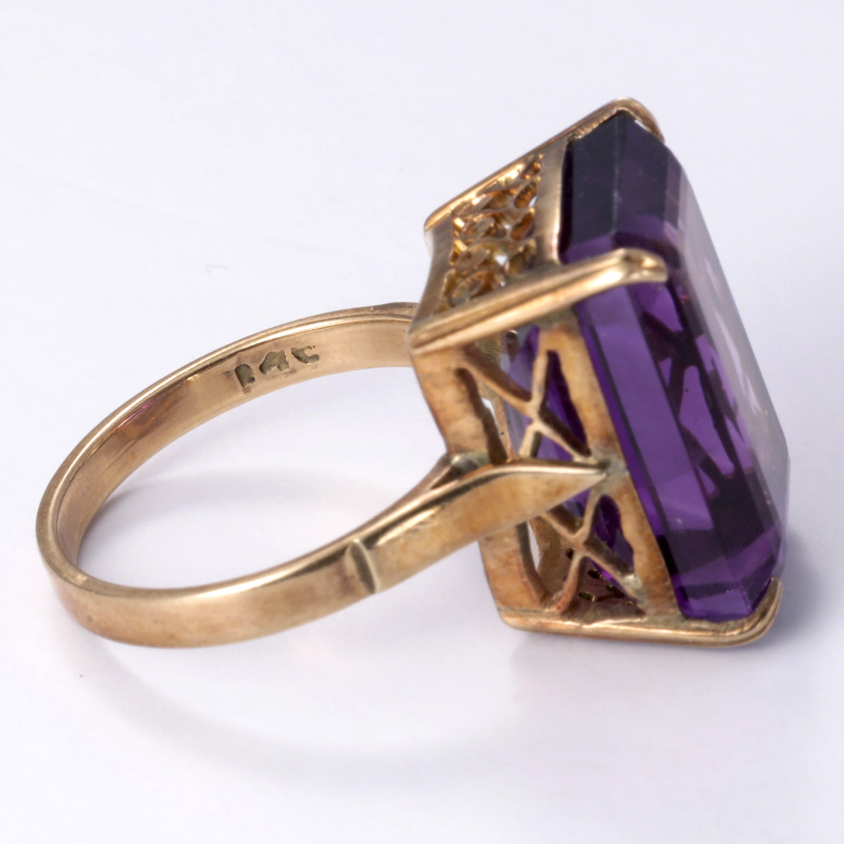 14k Yellow Gold Amethyst Ring | 12.93ct | SZ 5.75