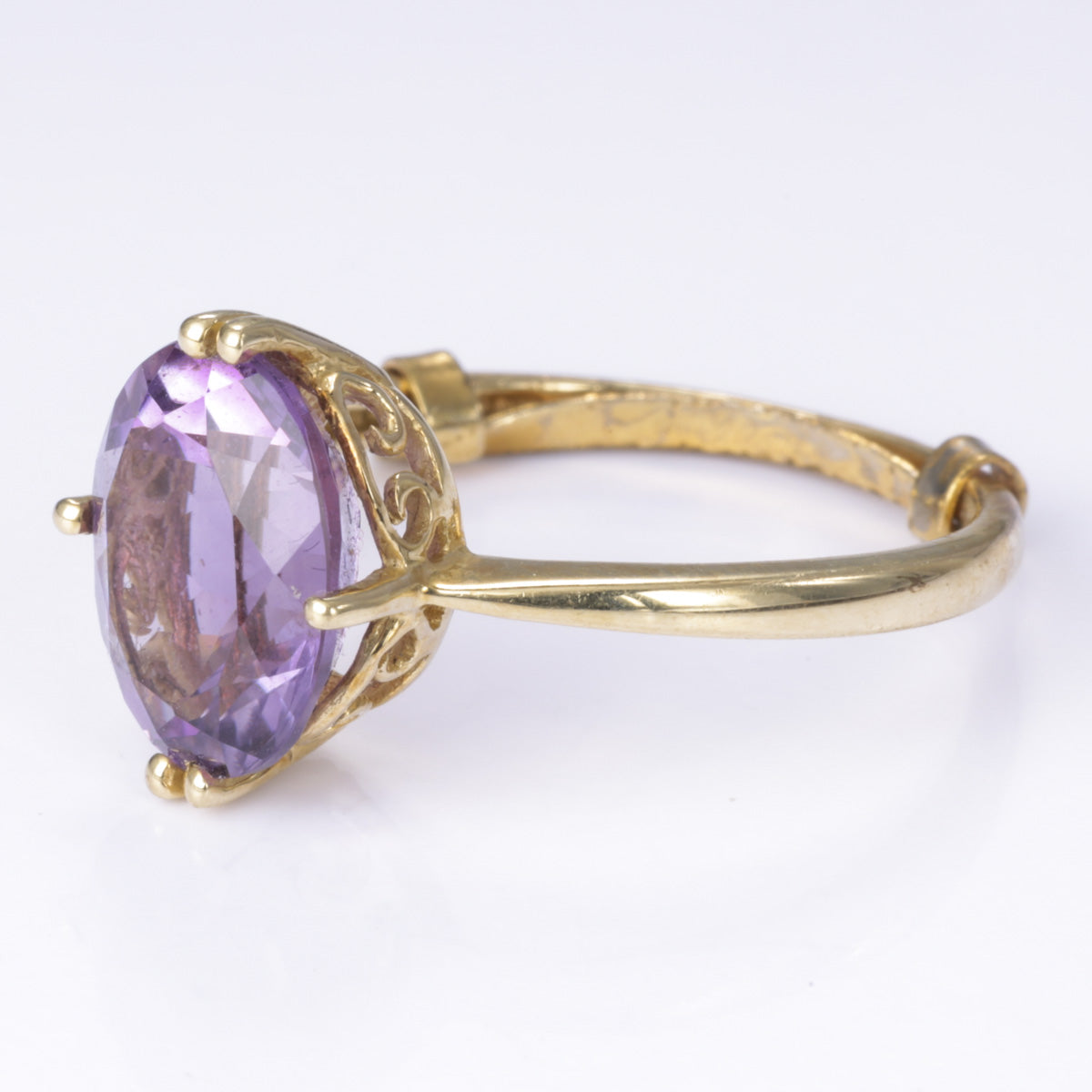 14k Yellow Gold Amethyst Ring | 3.08ct | Size 8