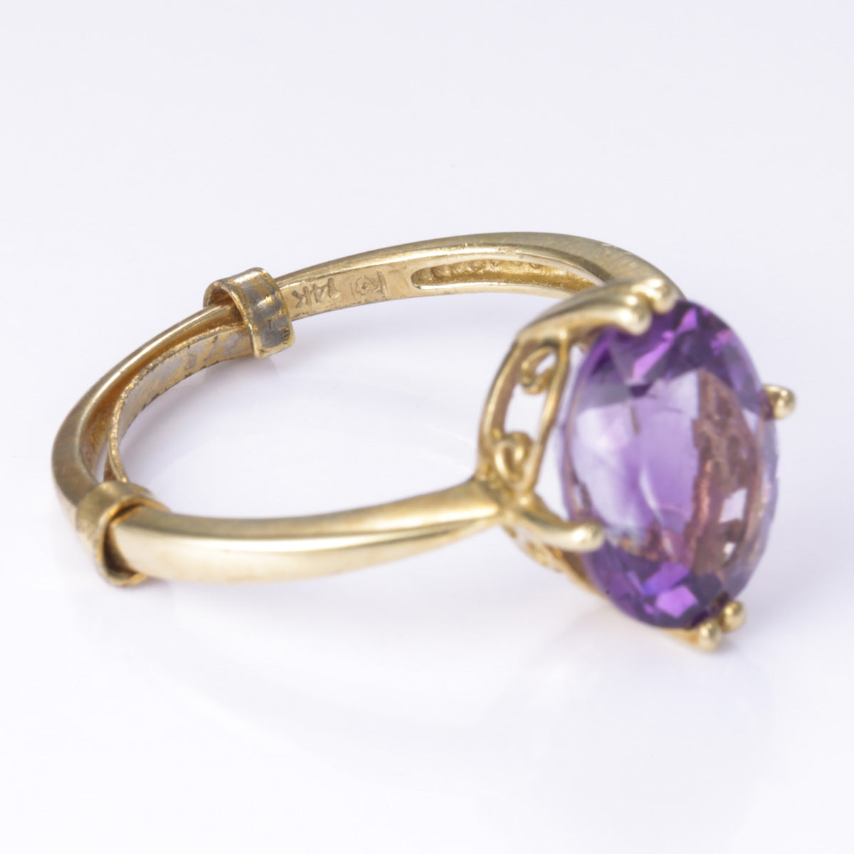 14k Yellow Gold Amethyst Ring | 3.08ct | Size 8