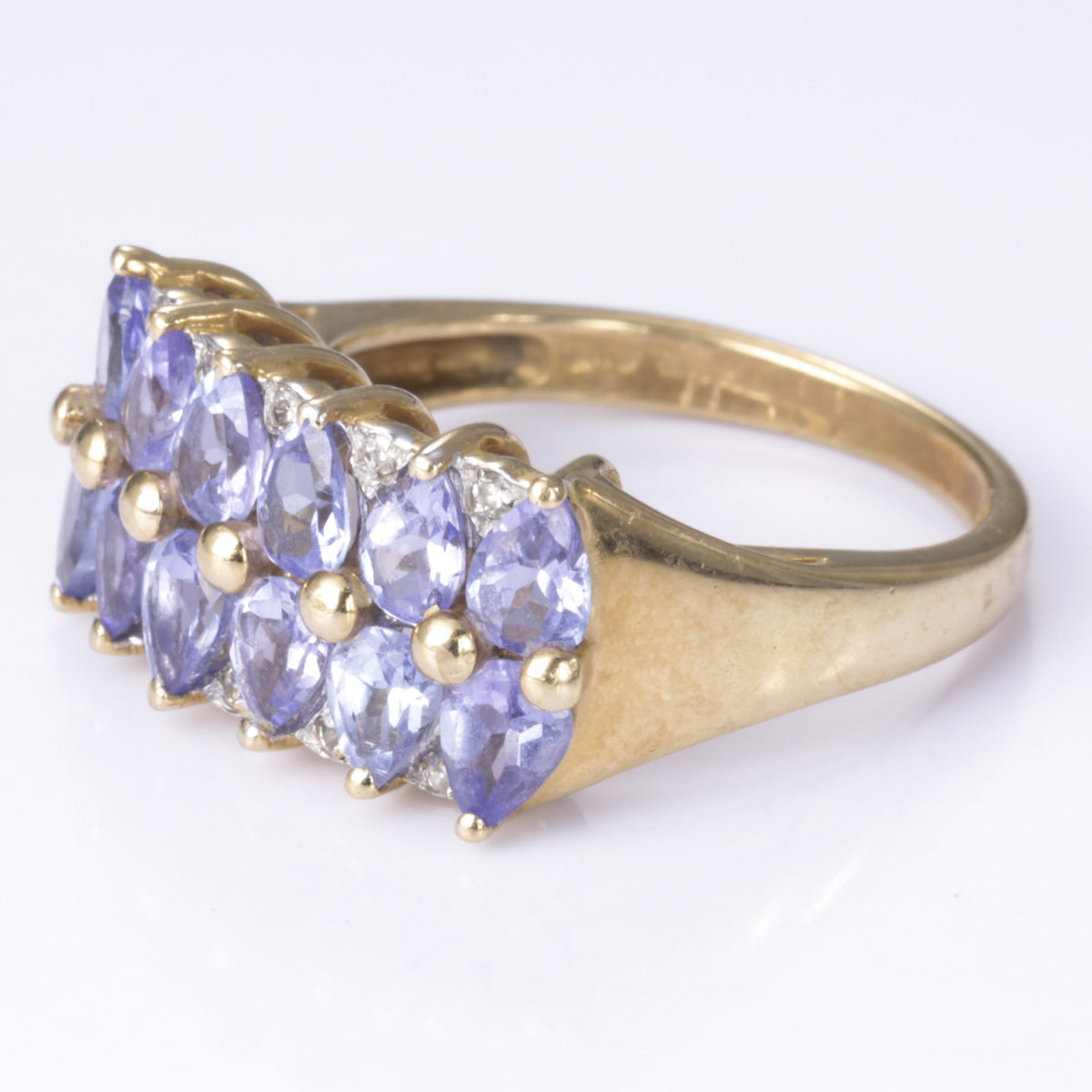 14k Yellow Gold Tanzanite/Zoisites and Diamond Ring | 2.03ctw, 0.06ctw | SZ 6