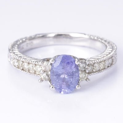 14k Tanzanite and Diamond Ring | 1.03ct, 0.23ctw | SZ 6.5
