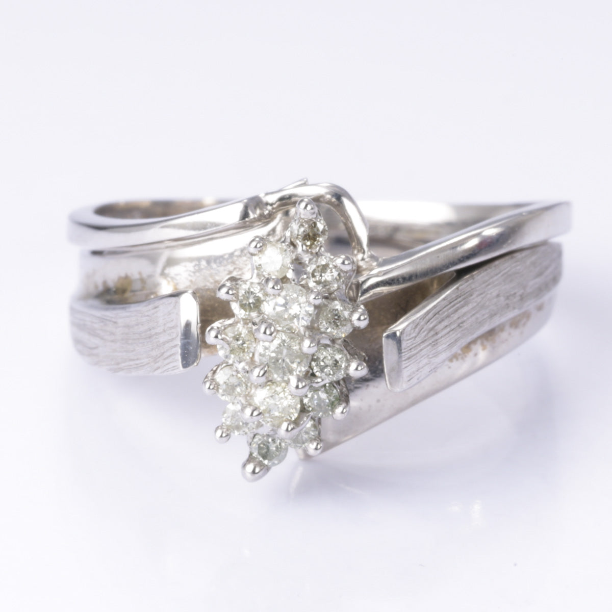 14k White Gold Diamond Cluster Ring Set | 0.25ctw | Size 6.25