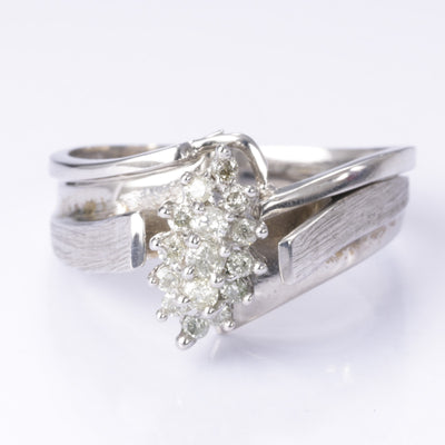 14k White Gold Diamond Cluster Ring Set | 0.25ctw | Size 6.25