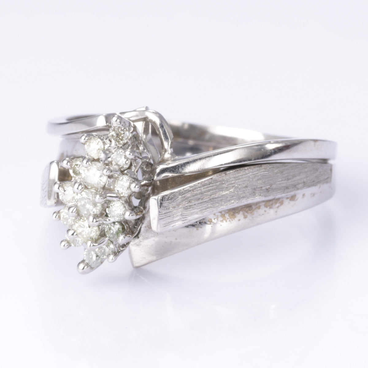 14k White Gold Diamond Cluster Ring Set | 0.25ctw | Size 6.25