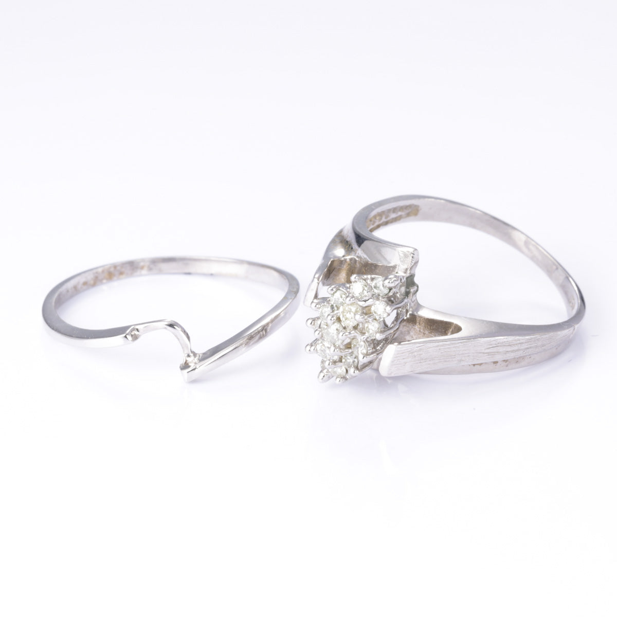14k White Gold Diamond Cluster Ring Set | 0.25ctw | Size 6.25