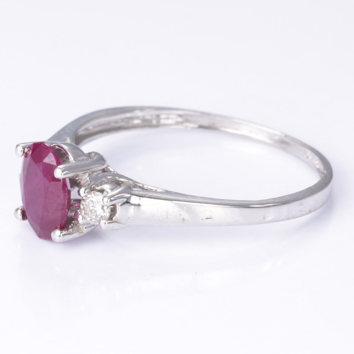 14k White Gold Ruby and Diamond Ring | 1.00ct, 0.09ctw | Size 7.25