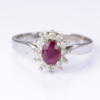 10k White Gold Ruby and Diamond Ring | 0.40ct, 0.20ctw | SZ 6