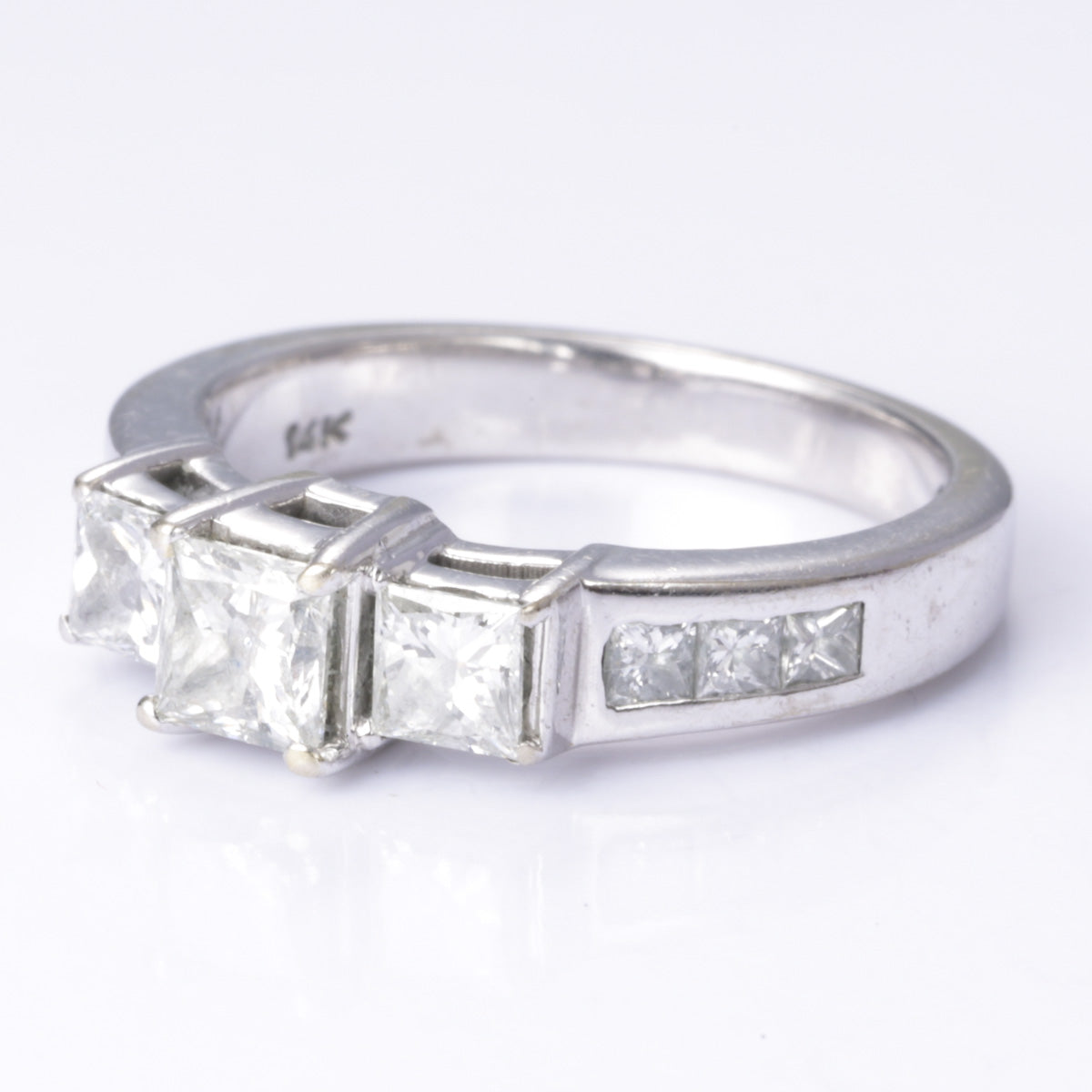 14k White Gold Princess Cut Diamond Ring | 0.97ctw | Size 4.5