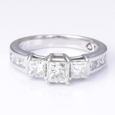 14k White Gold Princess Cut Diamond Ring | 0.97ctw | Size 4.5