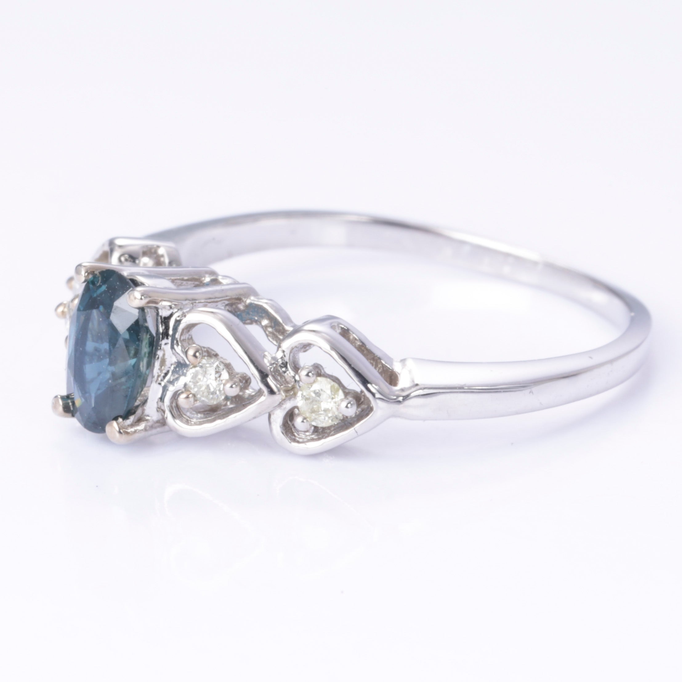 10k White Gold Blue Sapphire and Diamond Ring | 0.51ct, 0.10ctw | Size 7