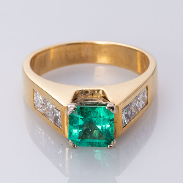 18K Yellow Gold Emerald and Diamond Ring | 1.14 ct, 0.75 ctw | SZ 6 |
