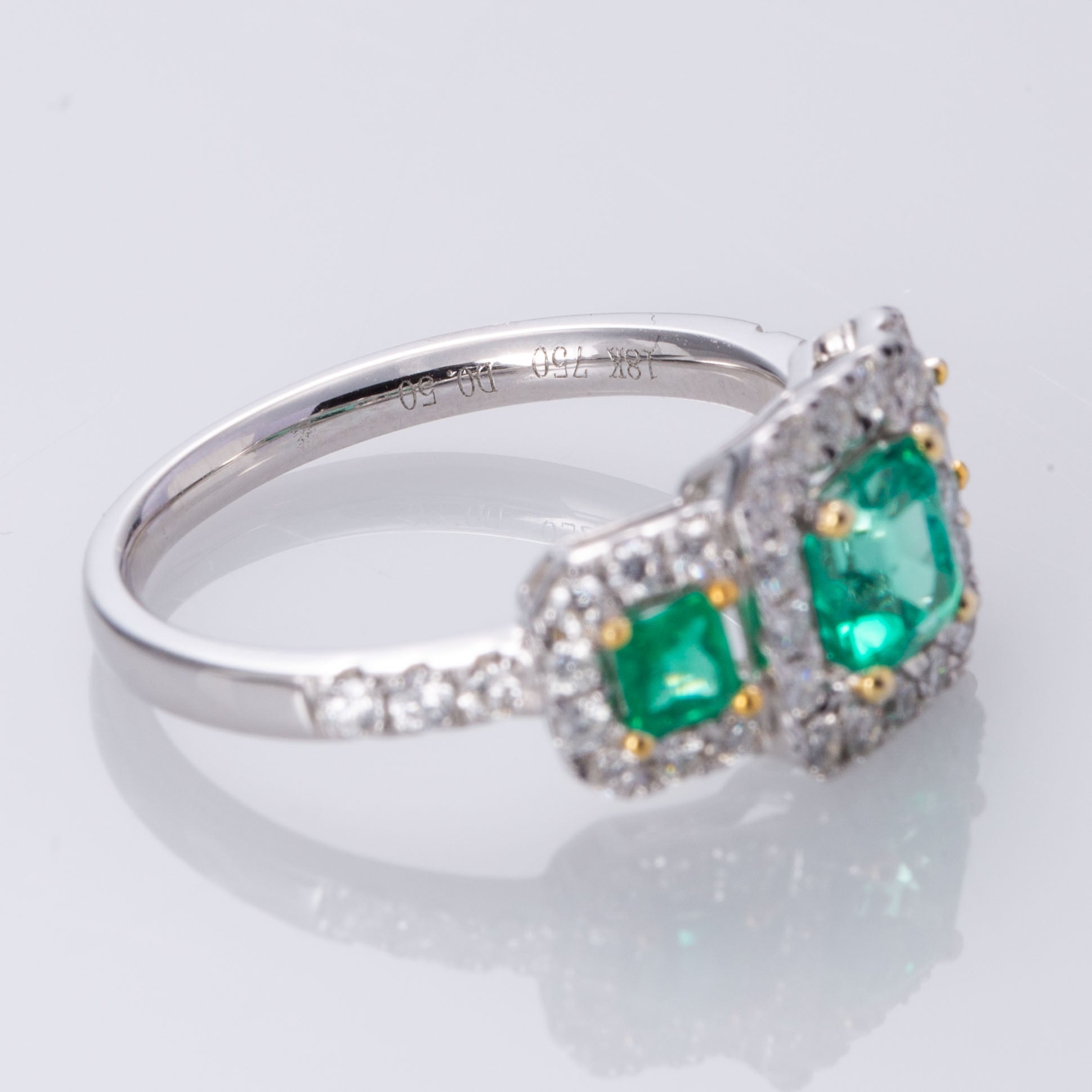 18K Emerald and Diamond Ring | 0.88 ctw, 0.50 ctw | SZ 6.5 |