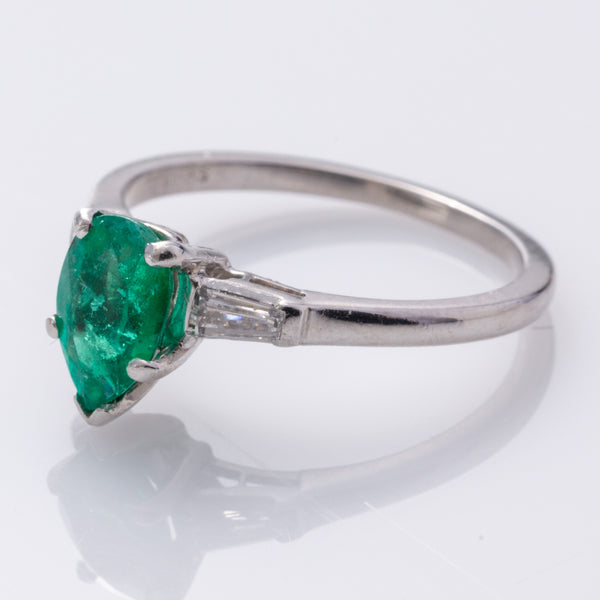 Platinum Synthetic Emerald and Diamond Cocktail Birks Ring | 1.14ct, 0.24ctw | SZ 7 |