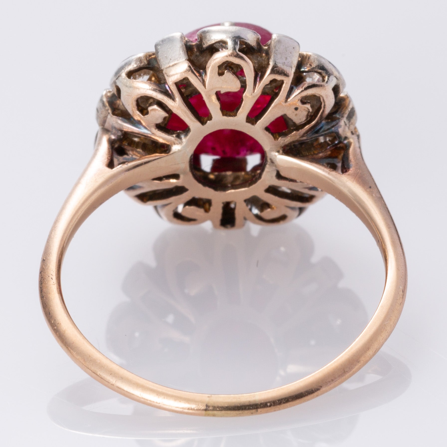 14K Rose and White Gold Ruby and Diamond Ring | 4.39ct, 0.92ctw | SZ 7.75 |