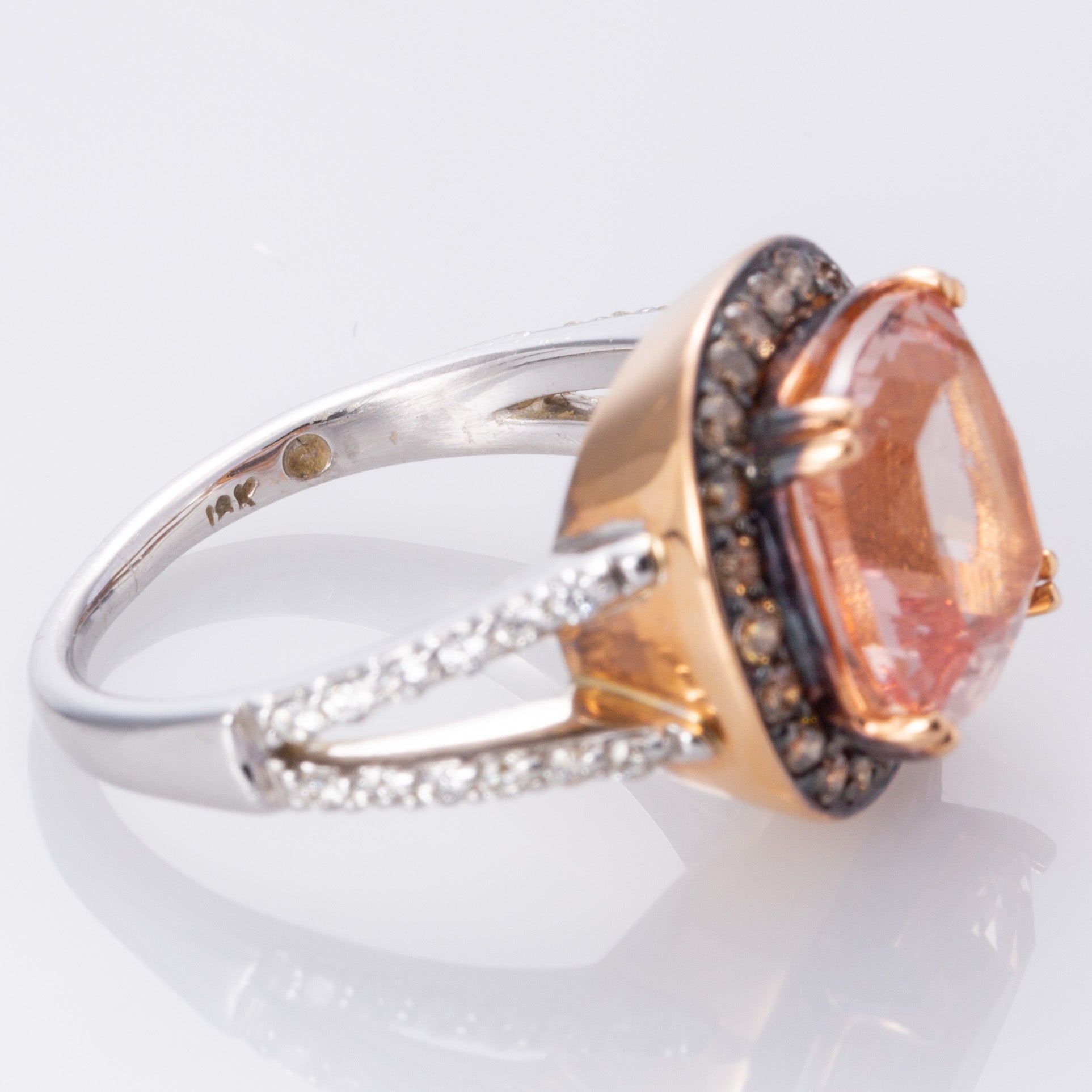 18K Rose and White Gold Morganite and Diamond Ring | 4.24ct, 0.50ctw | SZ 5.75 |
