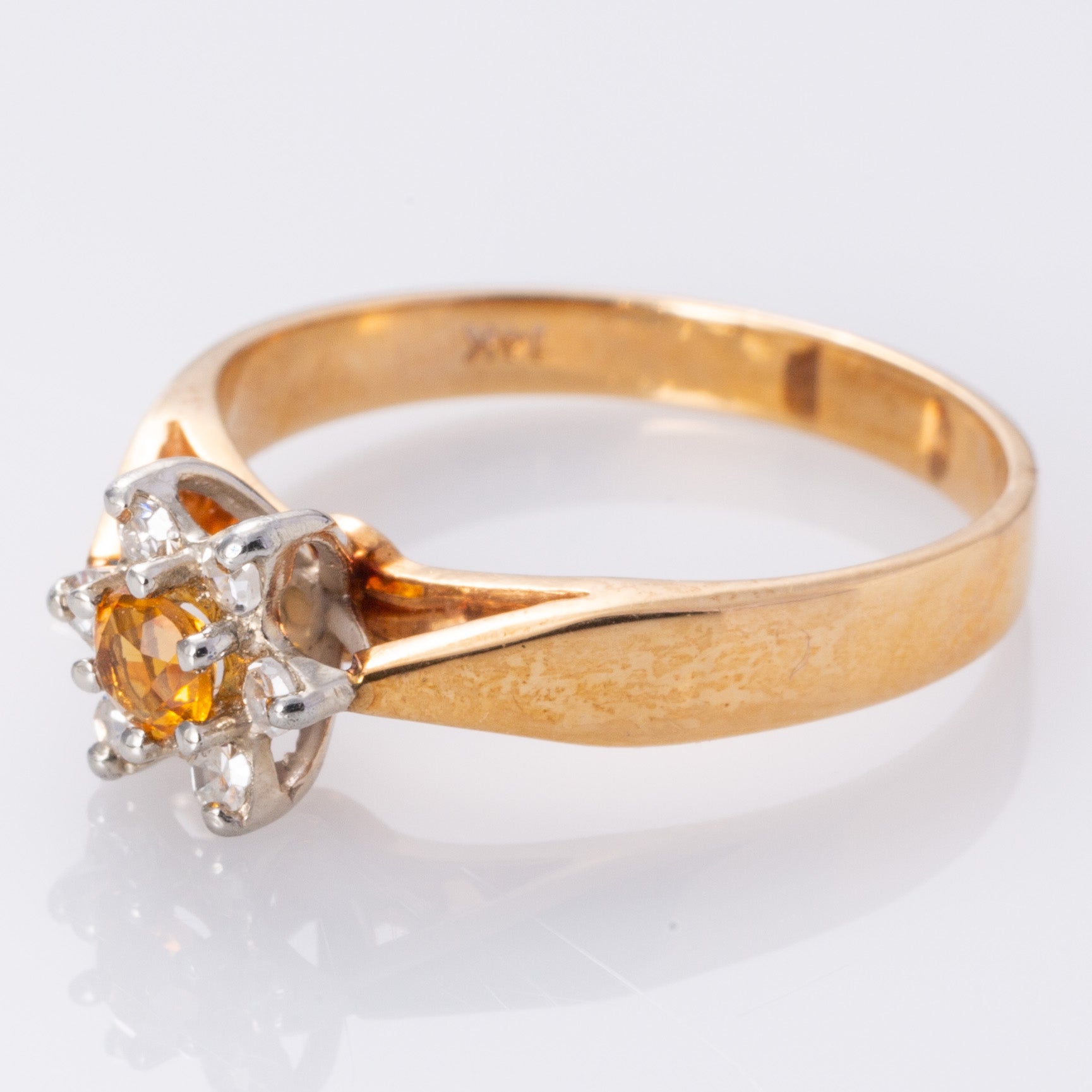 14K Yellow and White Gold Citrine and Diamond Ring | 0.17ct, 0.15ctw | SZ 7.75 |