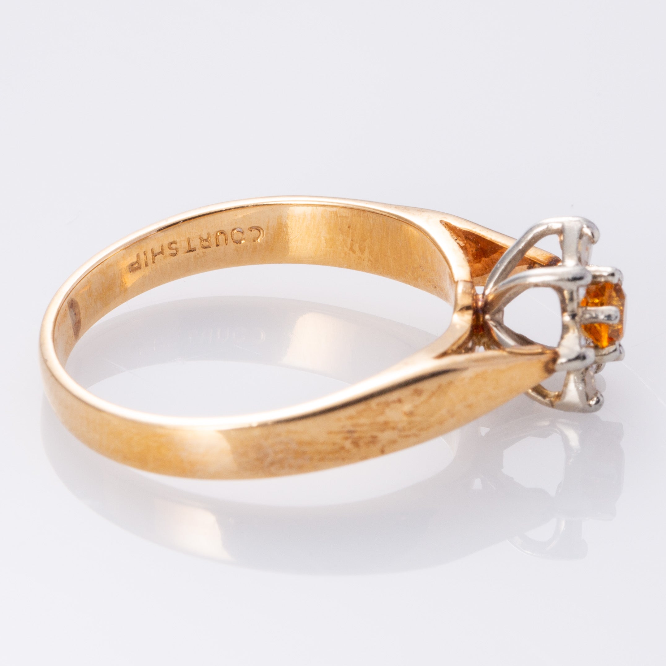 14K Yellow and White Gold Citrine and Diamond Ring | 0.17ct, 0.15ctw | SZ 7.75 |