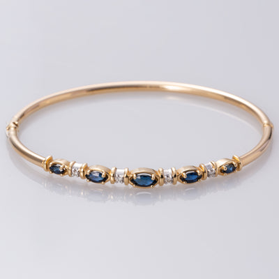 14K Yellow Gold Sapphire and Diamond Bracelet | 0.92ctw, 0.04ctw | 6.5