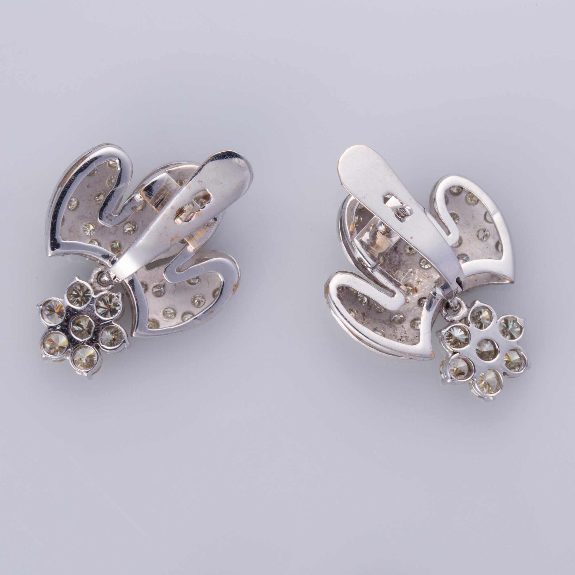 14K White Gold Floral Style Diamond Earrings | 2.00ctw