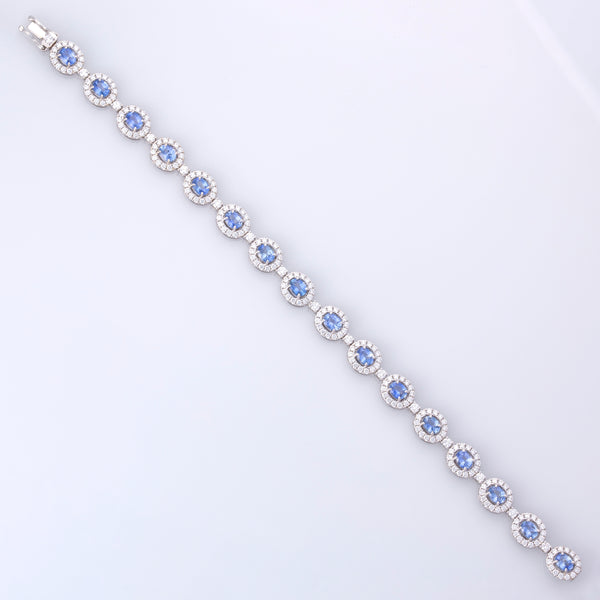 18K White Gold Sapphire and Diamond Bracelet | 4.93ctw, 2.65ctw | 7