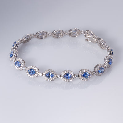 18K White Gold Sapphire and Diamond Bracelet | 4.93ctw, 2.65ctw | 7