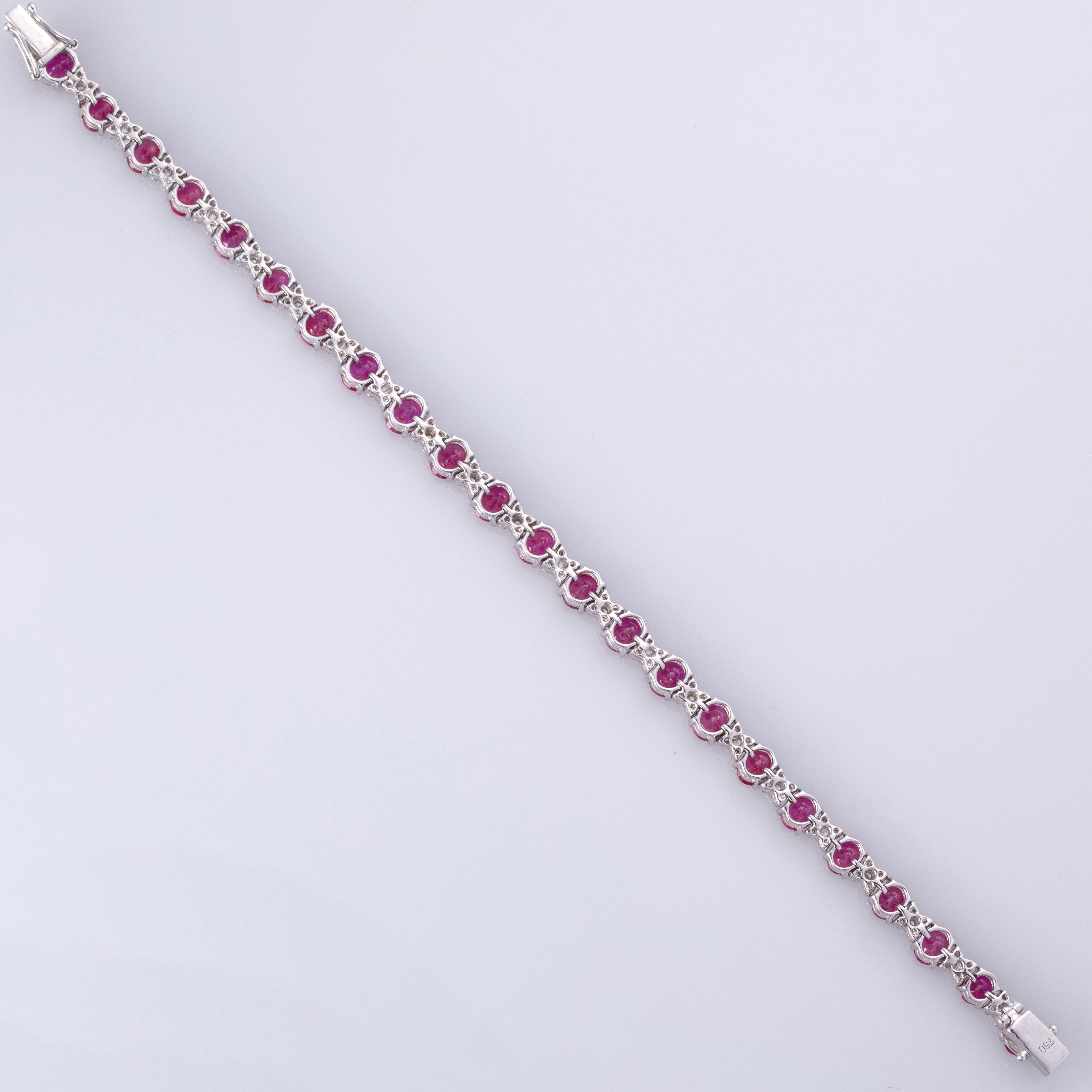 18K White Gold Ruby and Diamond Bracelet | 10.44ctw, 1.35ctw | 6.75"